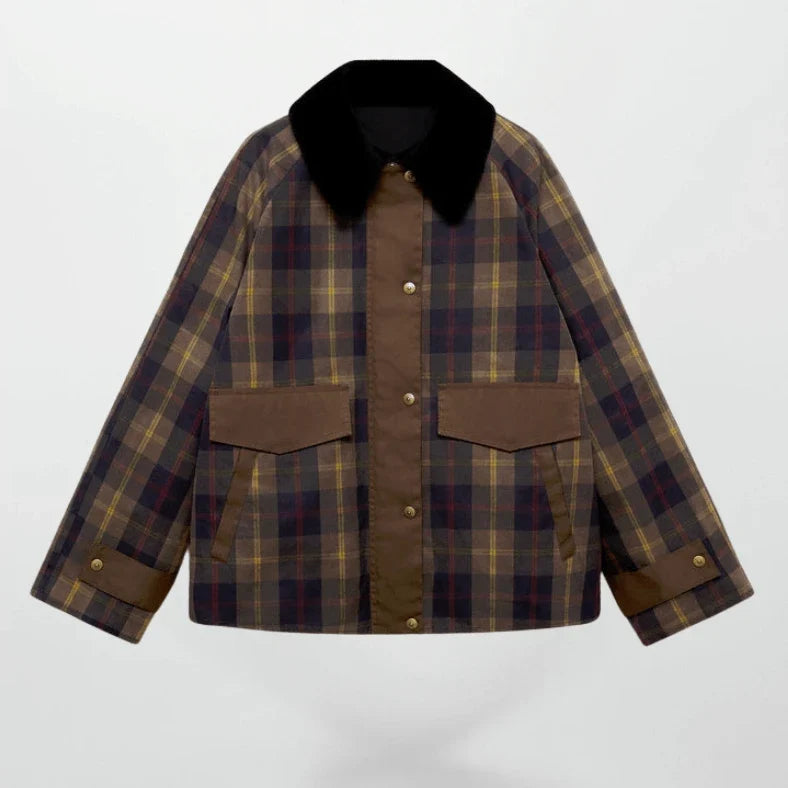Women's Checkered Zip-Up Jacket Casual Fit 4