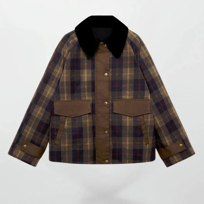Women's Checkered Zip-Up Jacket Casual Fit 4