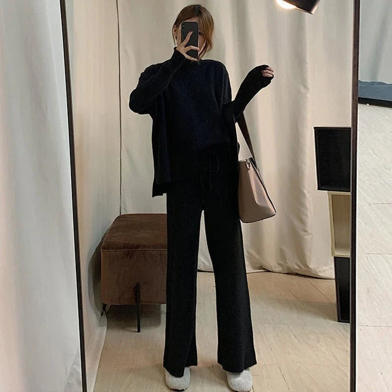 Women's Oversized Knit Suit | Sweater and Wide Pants Set 1