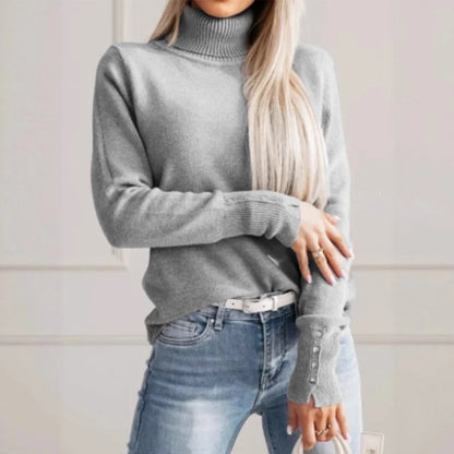 Women's Turtleneck Pullover with Button Details 4